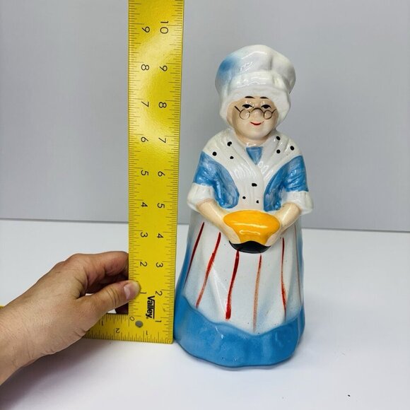 Vintage Kitchen Utensil Holder Home Sweet Home Old Lady Grandma White Blue 9.5" - Picture 12 of 12
